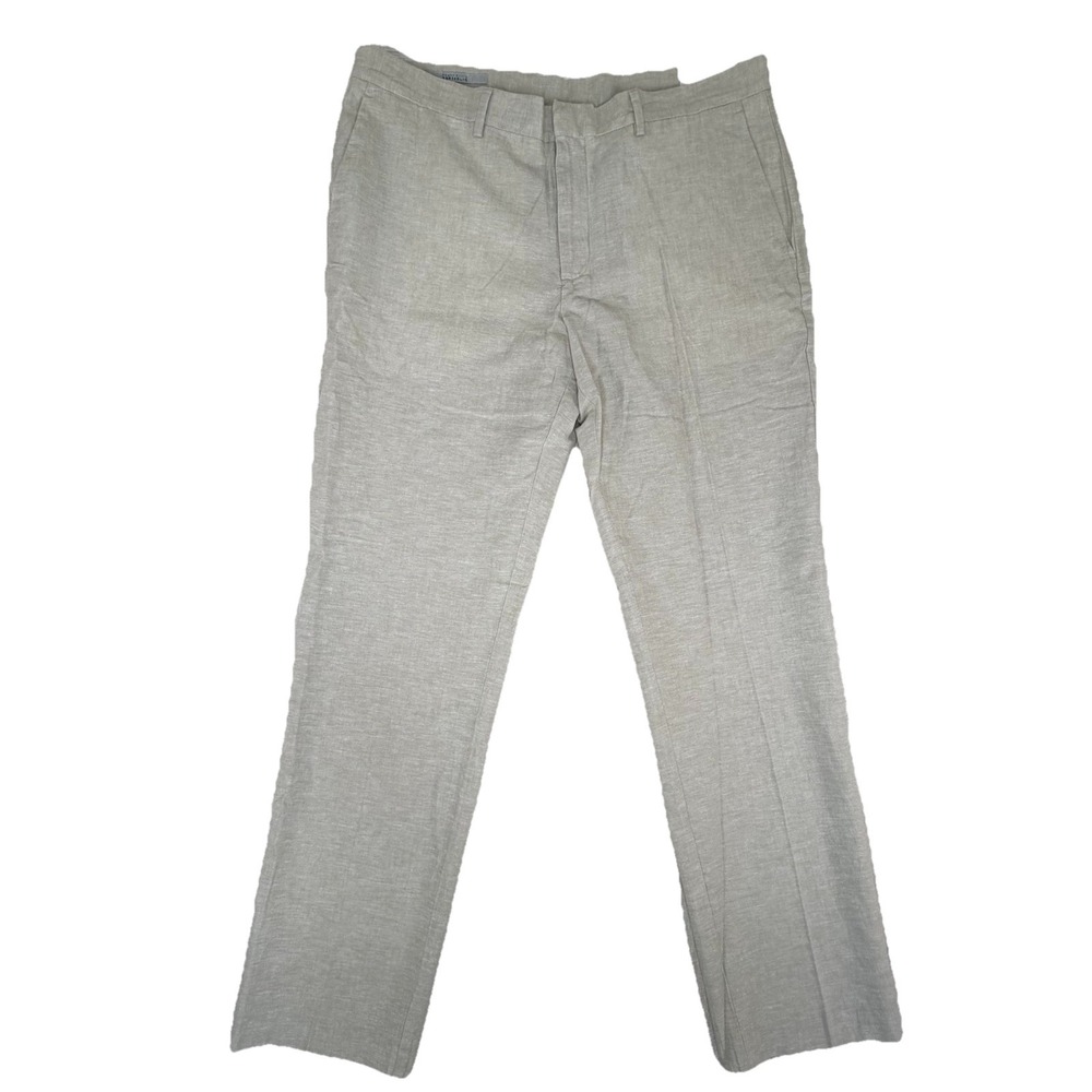 NWT Perry Ellis‎ Portfolio Men's Slim Fit Pants Sz 36x32 Natural Linen Blend $95